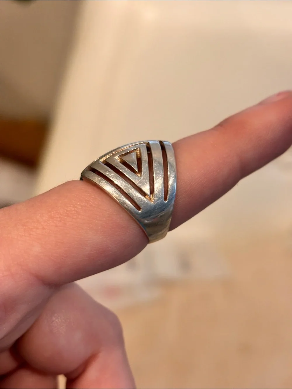 Vintage Designer 925 Sterling Silver  Geometric Statement Ring - Size 6.5-7